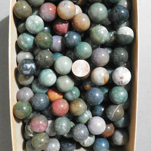 3/4 - 7/8 Inch Agate Marbles 4 Pieces green Vintage Natural Gemstones Hand Made