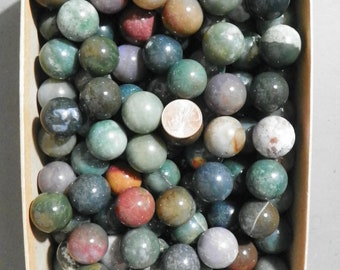 3/4 - 7/8 Inch Agate Marbles 4 Pieces green Vintage Natural Gemstones Hand Made