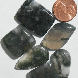 133.27 Cts agata Dendritic Moss 6 Cabs Trasparente Con Modelli Dendritici di Muschio Verde Molto Interessanti