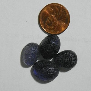 35.77 Carats Blue Iolite 4 Carved Cabs Transparent Heavy Natural Flaws