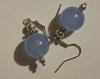 Peru Blue Opal Earrings 12 MM. Rounds Simulated