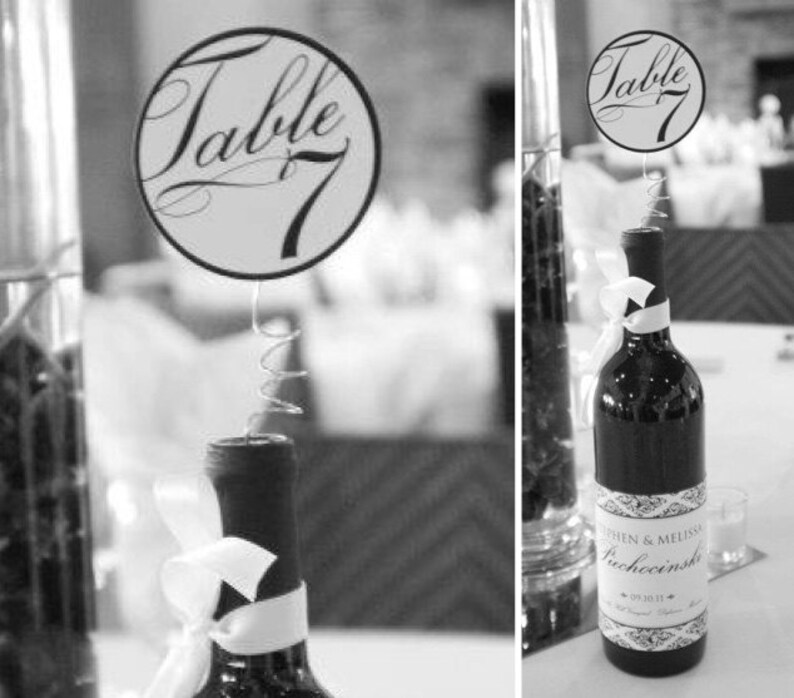 Corkscrew Style Wine Bottle Table Numbers Wedding Table Etsy