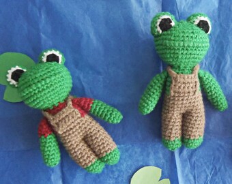 Wzór na szydełkową żabę: Ernie the Frog Amigurumi w ogrodniczkach (pobierz plik PDF, warunki w USA)