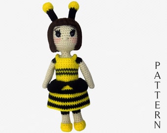 Bumblebee Doll Crochet Pattern, Bumble Bee Cute Amigurumi Doll Crochet Pattern