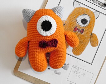 Wzór szydełkowy Kosmiczni Boogers, personalizowane potwory-kosmici z kolorowanką, amigurumi, szydełkowa zabawka-zwierzę w stylu fantasy, plik PDF, angielski, amerykański, warunki