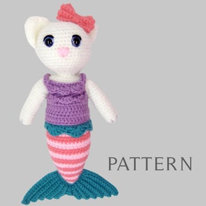 Sidney the Mermaid Cat Crochet Pattern, Cute Amigurumi Crochet Pattern, PDF in English US Terms