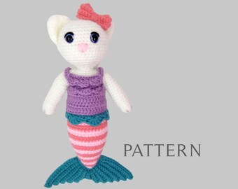 Wzór szydełkowy: Kot syrenka Sidney Amigurumi (PDF – angielskie, amerykańskie warunki)