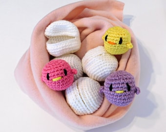 Crochet Pattern Maggie&#39;s Baby Chicks, Chicks and Eggs, Easy No Sew, Amigurumi Chicken, Farm Animal Toy, PDF in English US Terms