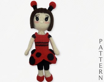 Wzór na szydełkową lalkę biedronkę: Amigurumi Kawaii (PDF, angielski, amerykański)