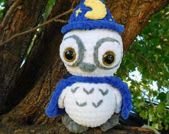 Wzór szydełkowy: Marv, pluszowy czarodziej sowy, amigurumi sowa śnieżna, urocze magiczne stworzenie fantasy, pluszowe zwierzę, plik PDF w języku angielskim, warunki US