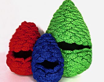 Wzór szydełkowy: Jaja smoka łuskowatego z otworem, 3 rozmiary, wzór szydełkowy amigurumi, szydełkowa zabawka-zwierzę, PDF w języku angielskim, warunki US