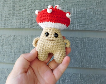 Wzór szydełkowy: Twig the Mushroom Buddy, koralikowy amigurumi, zwierzątko Fidget, lalka, zabawka, plik PDF w języku angielskim, warunki US