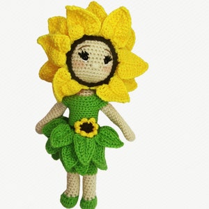Crochet Pattern Sunflower Sarah Doll, Cute Amigurumi Doll Low Sew Crochet Pattern, PDF in English US Terms