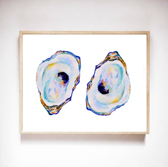 Oyster Print. Oyster Shell Art. Oyster Painting. New Orleans Etsy