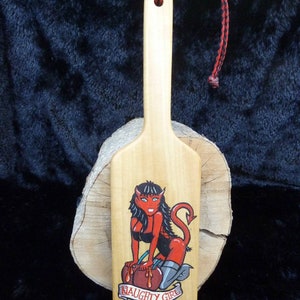 Hand Made Solid Hardwood Spanking Paddle with Tattoo Style Design