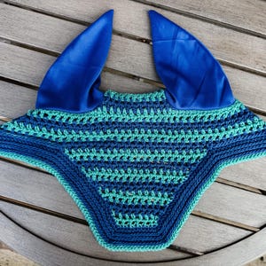 Fly Bonnet | Horse Size | Square Bottom | Blues | Ready to Ship
