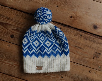 Diamonds Beanie | 100% Wool Knit Winter Hat | READY TO SHIP