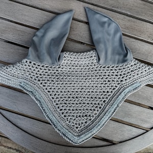 Fly Bonnet | Horse Size | Triangle Bottom | Grey | Ready to Ship