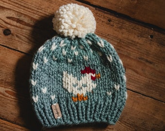 Chunky Chicken Hat | Youth 9-12 yr | Winter Hat | Knit Hat | READY TO SHIP