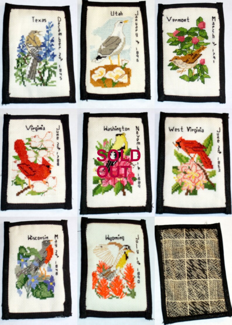 US States Cross Stitch Quilt Blocks Etsy State quilt