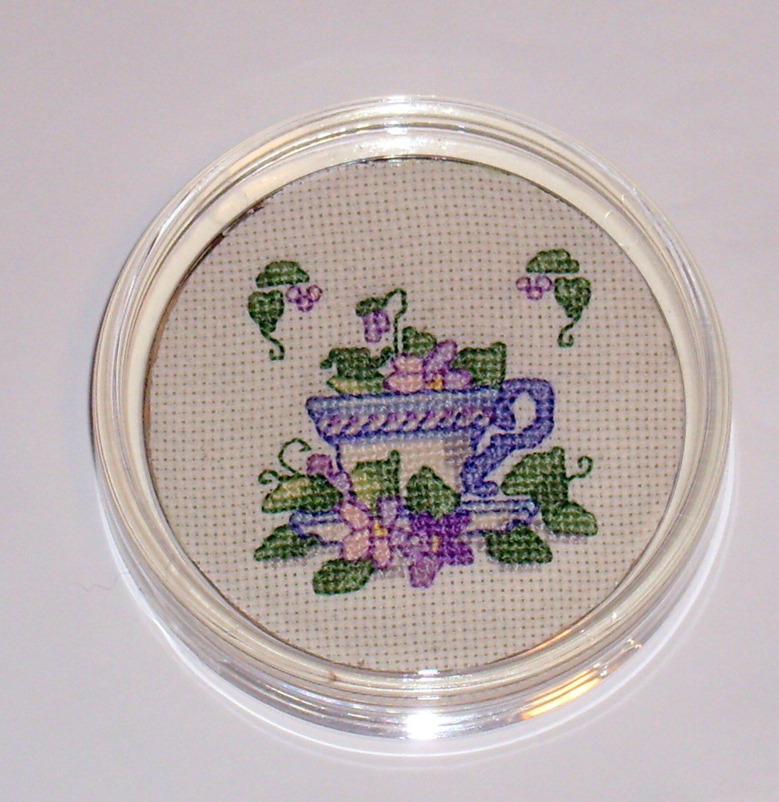 Spring Teacup Cross Stitch Paperweight/coaster Etsy