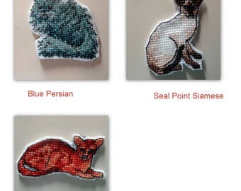 Cross Stitch Cat Magnets #1