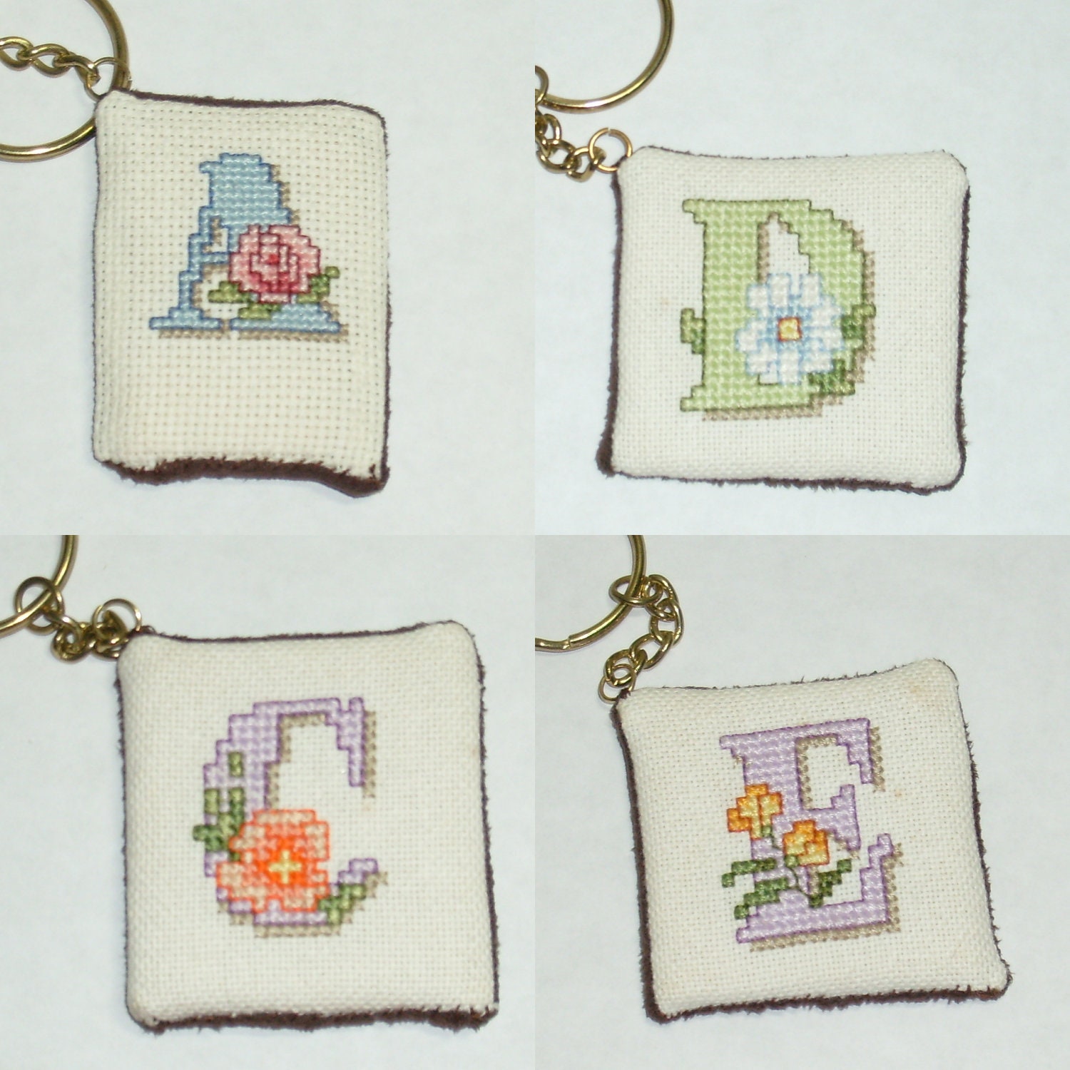 irenesmemorystitches Initial Cross Stitch Key Chains