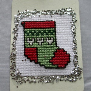 Christmas Stocking Cross Stitch Gift Tags