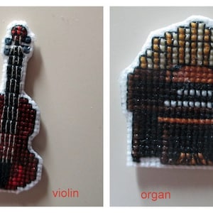 Cross Stitch Musical Instruments Magnets #3