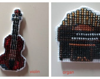 Cross Stitch Musical Instruments Magnets #3