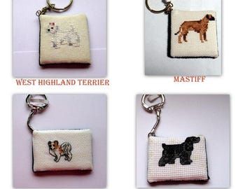 Cross stitch Dog Keychains #2
