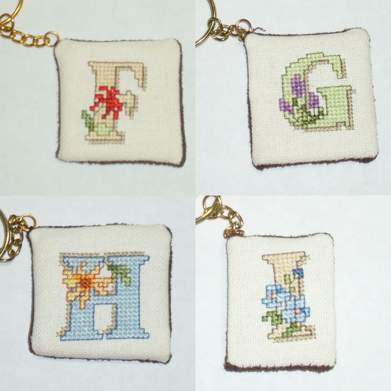 Initial Cross Stitch Key Chains Etsy