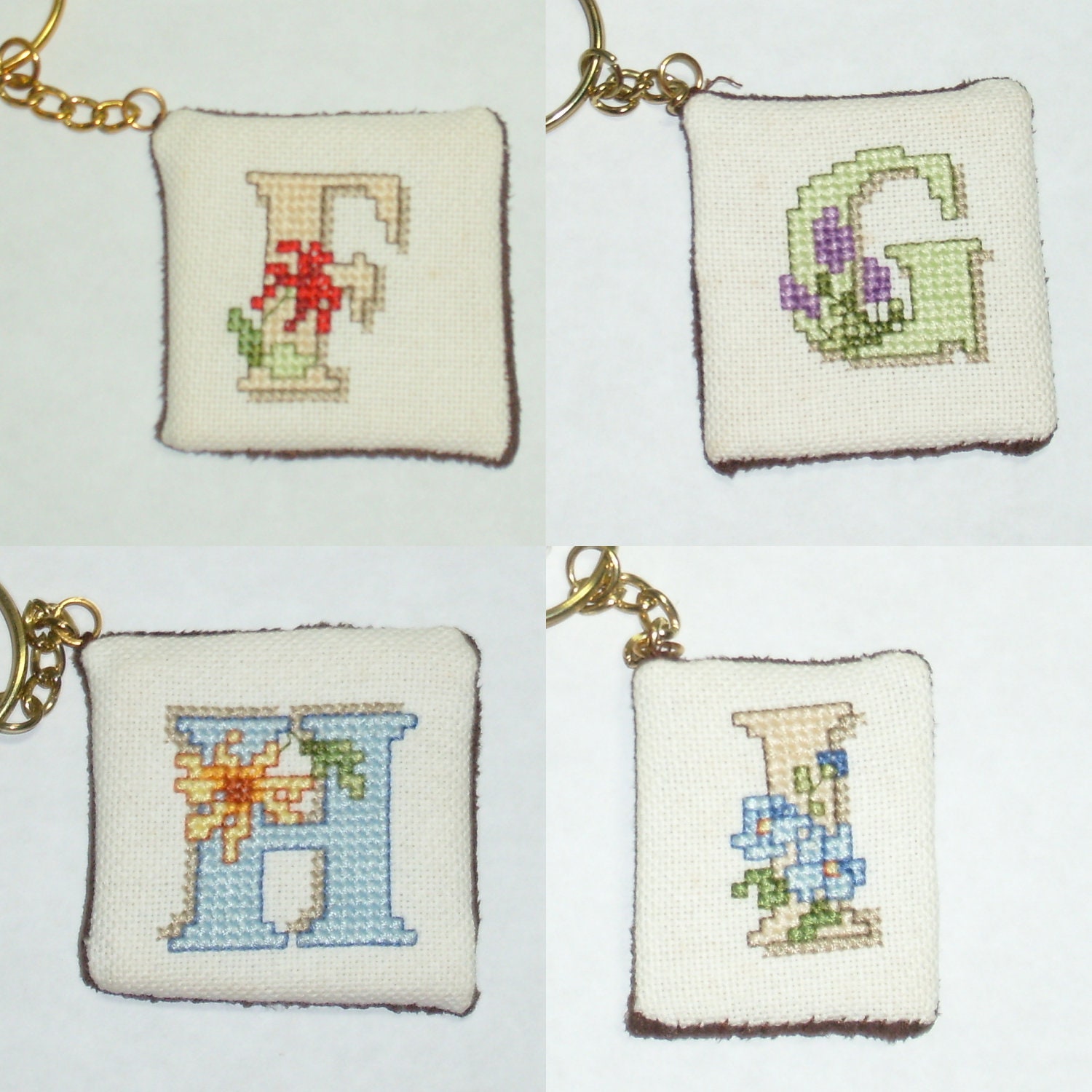 irenesmemorystitches Initial Cross Stitch Key Chains