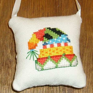 Chapeau d'hiver White cross stitch poche oreiller