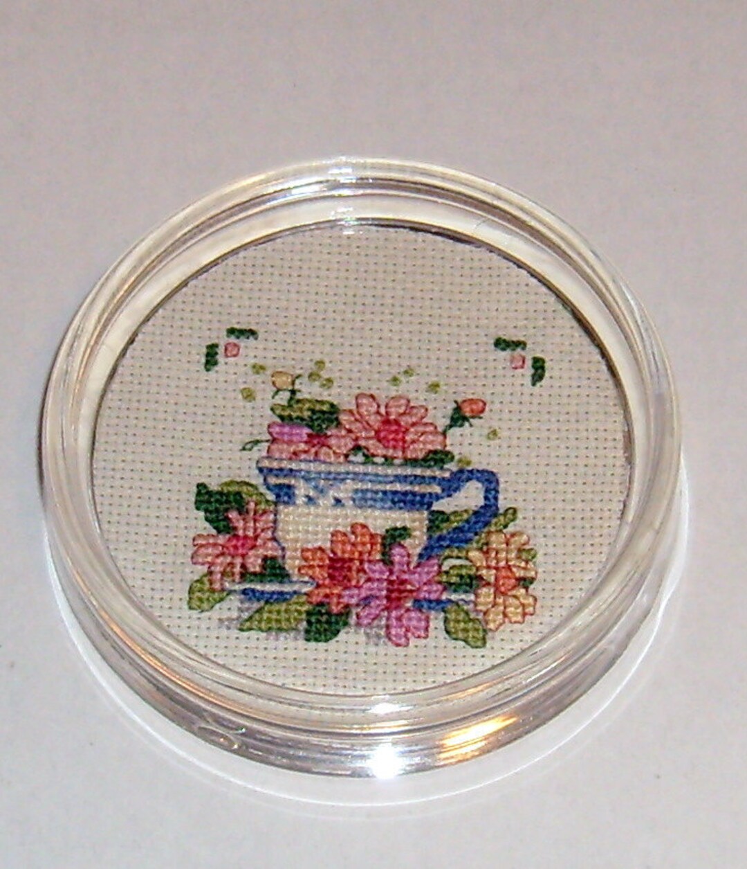 Summer Teacup Cross Stitch Paperweight/coaster Etsy