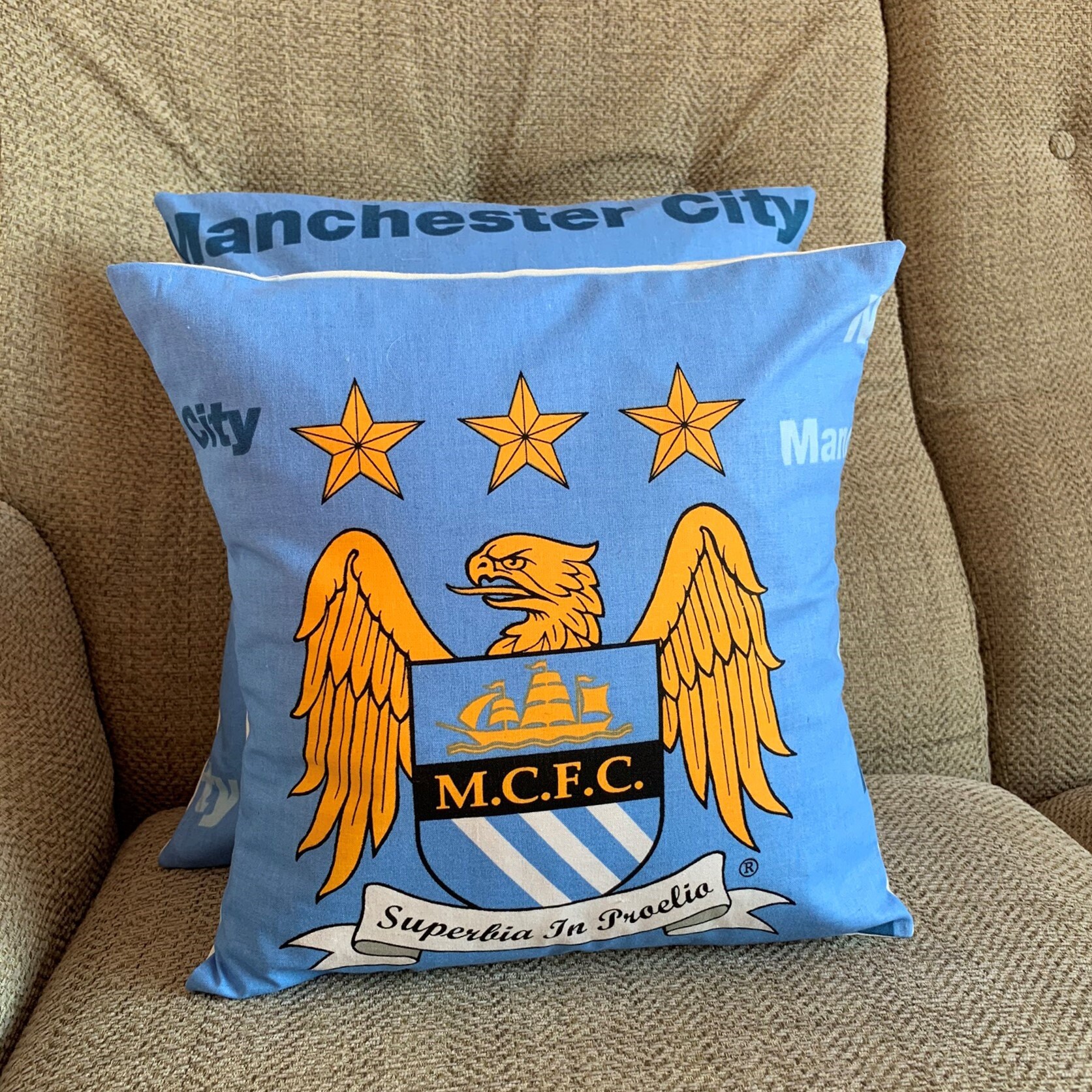 Manchester City FC Cushion Cover Football Fan Gift Free Etsy UK