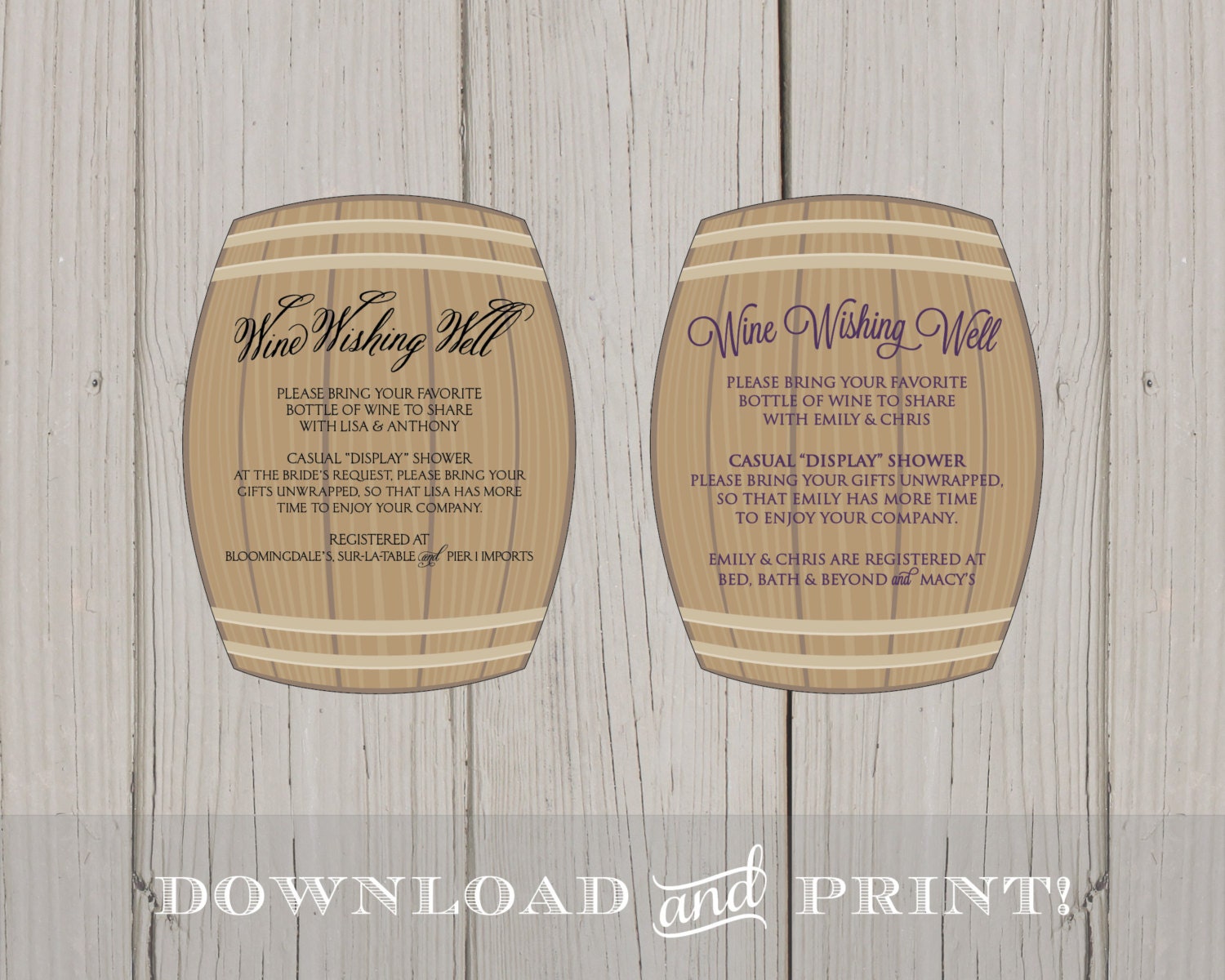 DIY Wine Wishing Well Bridal Shower Printable Insert Card Etsy
