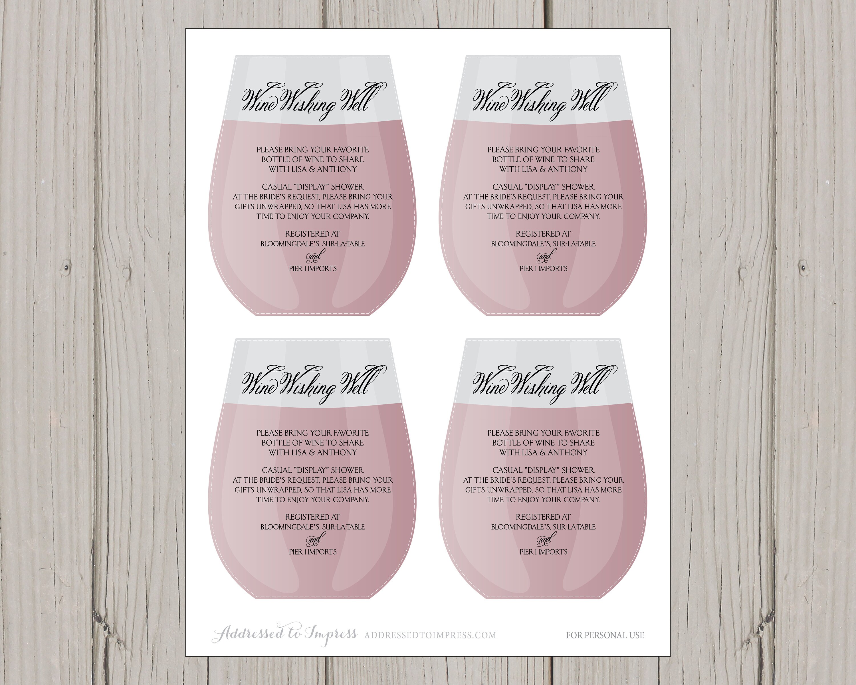 DIY Wine Wishing Well Bridal Shower Printable Insert Card Etsy