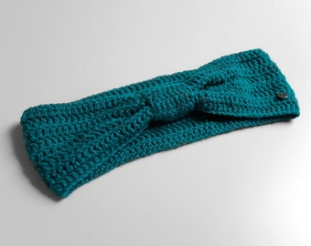 Handmade Crocheted Headband: Acrylic Winter Turban with Bow