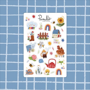 Cottagecore Cuteness - Vinyl Sticker Sheet - Postcard size - Bujo stickers - Bullet Journal - Stationery - Journaling - Illustration Sticker