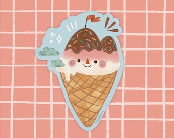 Ice Cream Peaks - Die Cut durable Waterproof Vinyl Sticker - Bujo Illustration - Bullet Journal Sticker - Cute Stationery - Journaling