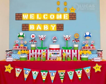 super mario baby shower invitations
