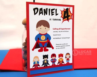 Super Kid Birthday Party Personalised Invitation, superhero invitations, superhero party invitation, superhero invitation, superhero party