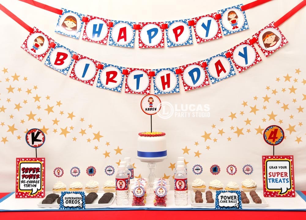 Wonder Gal Birthday Party Decorations - Personalised Printables ...