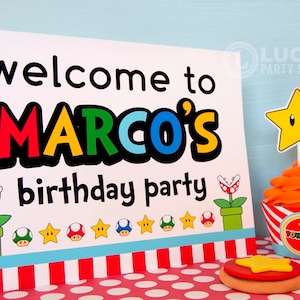 Super Mario Inspired Birthday Decorations Custom Printables Mario cart party decorations, super mario party, 1st birthday party image 5