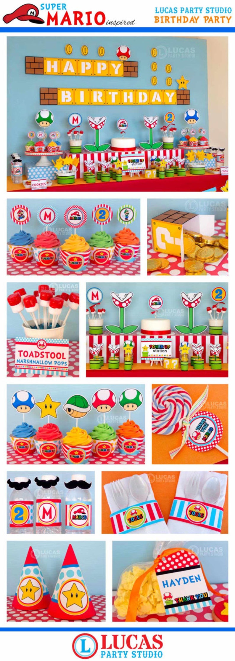 Super Mario Inspired Birthday Decorations Personalised Printables Mario cart party decorations, super mario party, 1st birthday party image 8