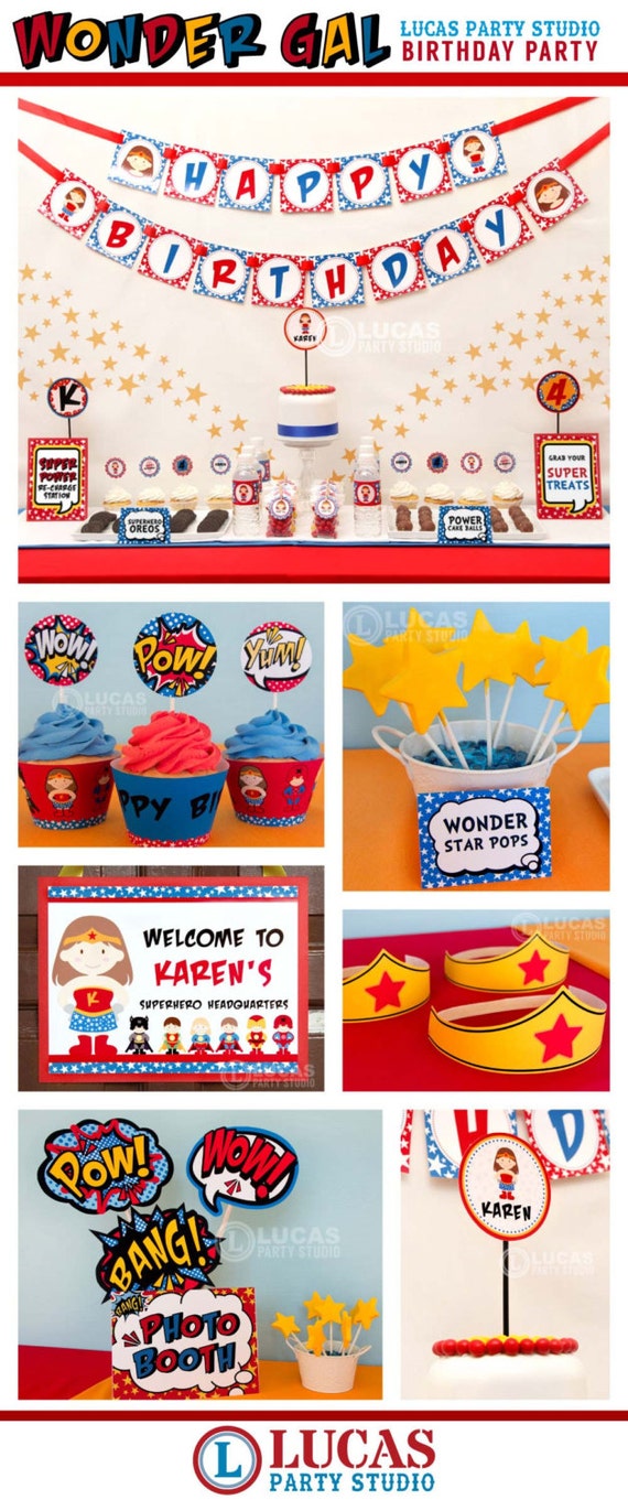 Wonder Gal Birthday Party Decorations Personalised Etsy