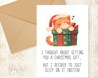 Funny Cat Christmas Card - Printable 5x7 JPG, Meowy Christmas Card, Instant Download for Cat Lovers & Owners, Joke Holiday Card