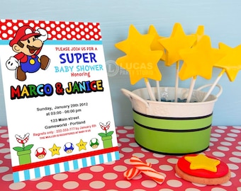 Super Mario Inspired Baby Shower Party Invitation, super mario invitation, mario bross invitation, mario cart party invite