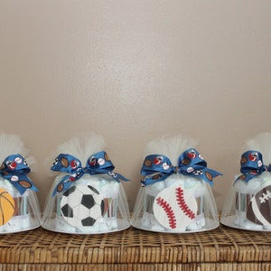 Small diaper cake for baby shower, sports or any theme image 1